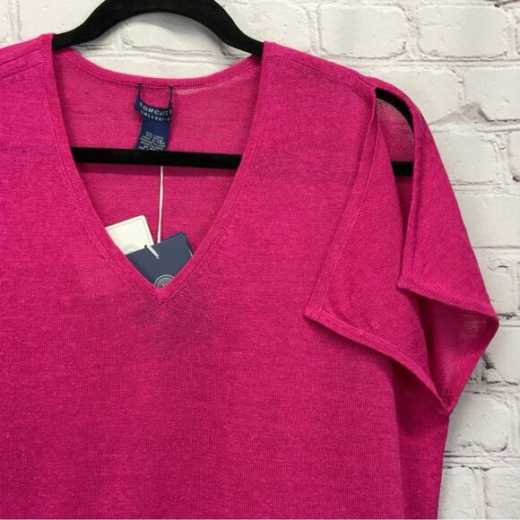 Don Caster Tunic Women’s Size M Pink Linen Blend Split Sleeve Lightweight Casual - Picture 3 of 9